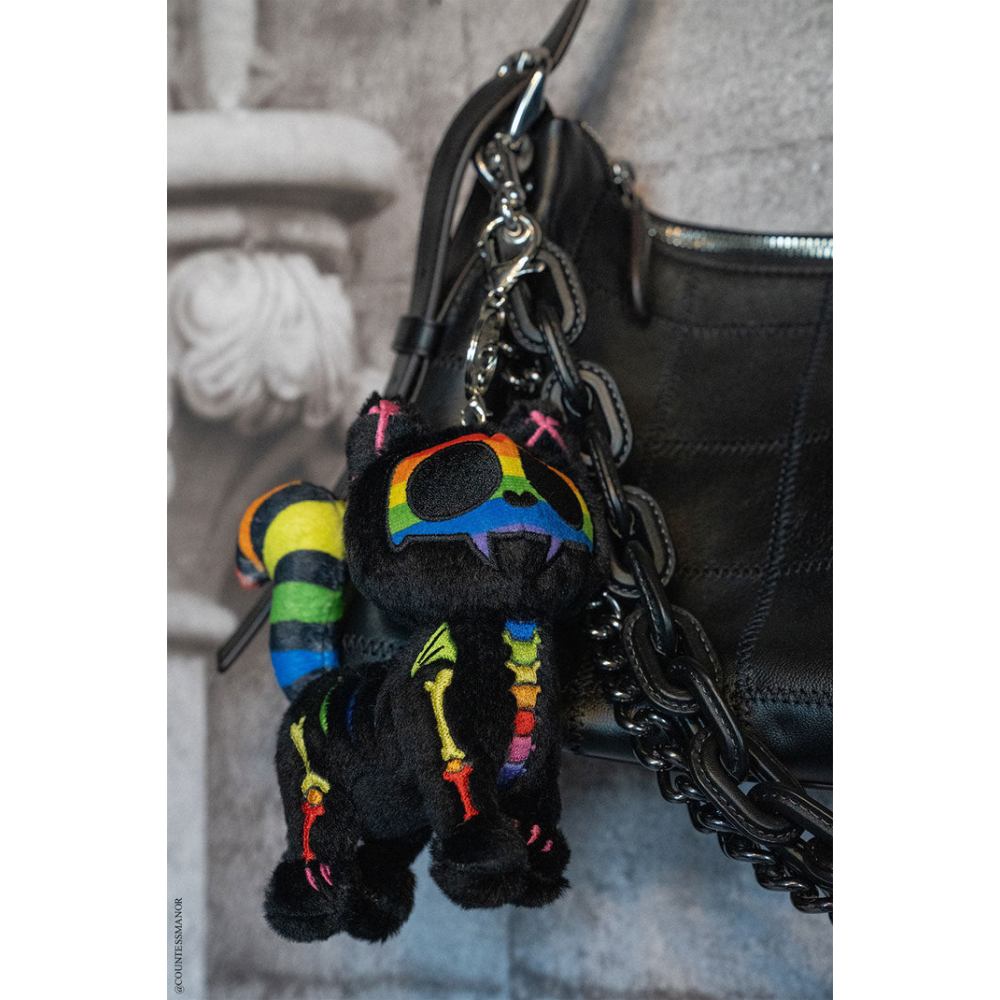 Vampire Freaks - Rainbow Skelekitty Plush 3D Keychain - Rainbow/Black
